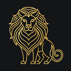 Graceful gold lion illustration on black background with elegant design