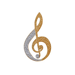 Fototapeta premium Elegant Gold and Silver Treble Clef Music Note Pendant Design
