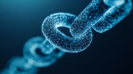 Abstract glowing blue chain link.