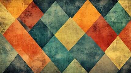 Geometric Abstract Art: Earthy Tones and Textured Diamonds