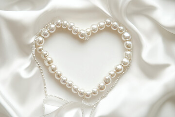 Elegant heart shape pearls necklace 