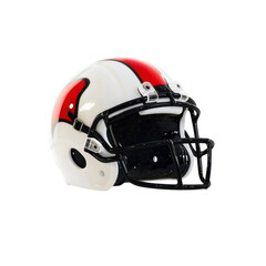 Fototapeta premium American Football Helmet with Red and White Design - Side View