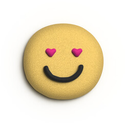 Smiling with Love: A cheerful yellow emoji with heart-shaped eyes expresses pure affection, perfect for adding a touch of whimsy and warmth to your social media, designs, or presentations.  