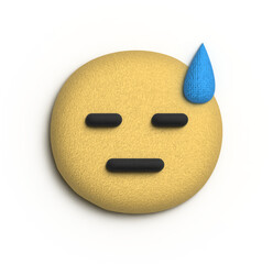Under Pressure: 3D Render of a Sweaty Annoyed Emoticon