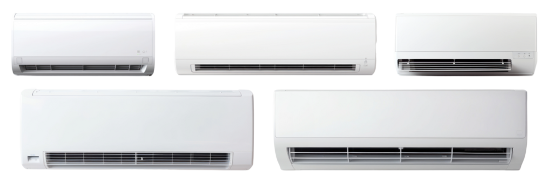 Wall type air conditioner png cut out element set, transparent background - Powered by Adobe