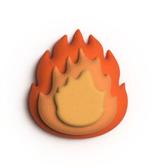 3D Render of Fire: A vibrant, stylized 3D rendering of a fire flame, featuring layered textures and warm color tones, perfect for adding a touch of playful energy to your designs. 