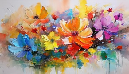 Vibrant Watercolor Painting A Spectacular Bouquet of Colorful Blossoms Dancing Across a Canvas Backdrop, Showcasing the Artistic Beauty of Flower Arrangements in Watercolor Technique