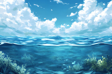 Fototapeta premium Calm Waves Under a Blue Sky