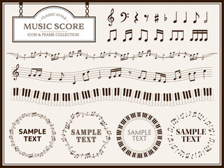 シンプルクラシックな音楽のフレームセット