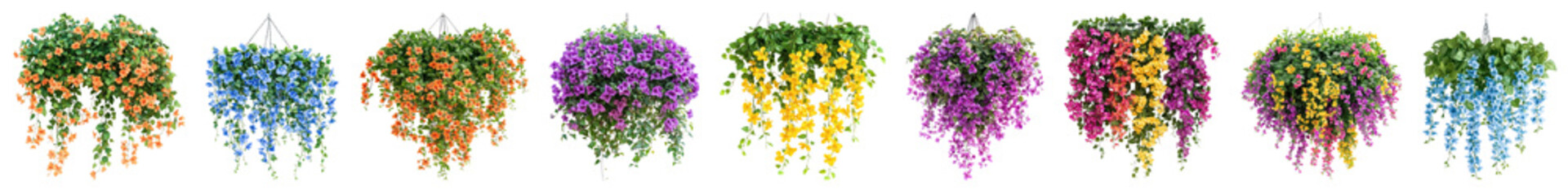 Hanging flower png cut out element set, transparent background