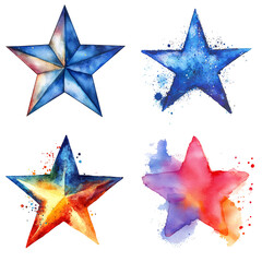 Obraz premium Artistic watercolor star illustrations creative art colorful design vibrant environment abstract viewpoint modern concept