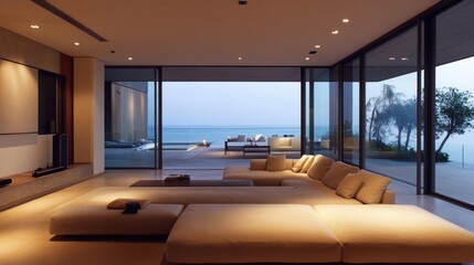 Luxury Seaside Living Room with Stunning Ocean View