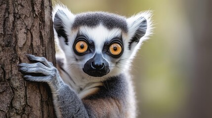 Fototapeta premium Curious Ring-tailed Lemur