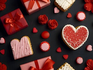 Valentines Day Greeting Card with chocolate bon bon frame.