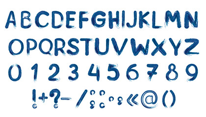 English alphabet. Numbers, signs, symbols