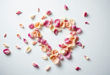 Obraz premium Fresh flower petals in shades of yellow and pink form a heart shape, adding a romantic element to any setting or occasion