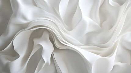 Fototapeta premium Abstract White Draped Fabric Soft Curves Flowing Design