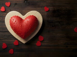 A red hears background, Valentine's day background with red and pink hearts like balloons on pink background, flat lay, Generative AI