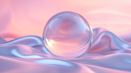 Obraz premium A transparent ball floating in the air with a pastel background, rendered in 3d