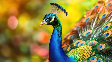 Majestic Peacock in Vibrant Garden