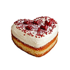 Delicious Heart-Shaped Cake with Red Sprinkles and Chocolate Hearts for Valentine's Day