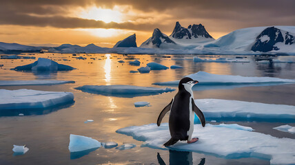 cute penguin in Antarctica, created by generative ai