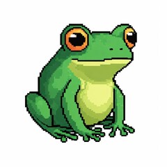 A frog in side view, pixel art.
