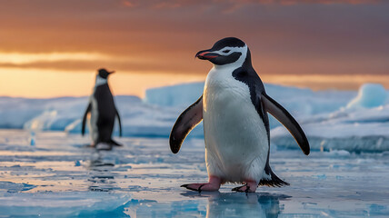 Obraz premium cute penguin in Antarctica, created by generative ai