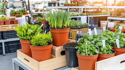 Gardening Concept. Garden Flowers and Plants on a Sunny Background