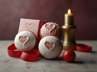 Valentines Day Greeting Card with chocolate bon bon frame.