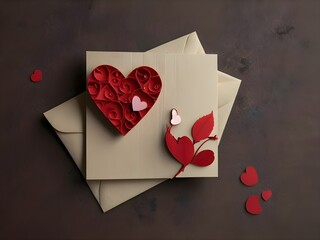 Valentine's Day Gift, Rustic gift box with textile hearts