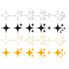 Obraz premium Collection of abstract black, white, and gold starburst designs with clean lines and geometric symmetry, perfect for graphic design, backgrounds, and decorative elements