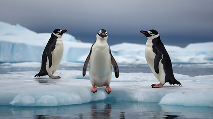 Obraz premium cute penguin in Antarctica, created by generative ai