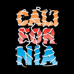 California Simple Design With Rope Twist, typography graphic design, Vector Illustration