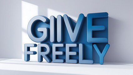 Blue three dimensional words give freely