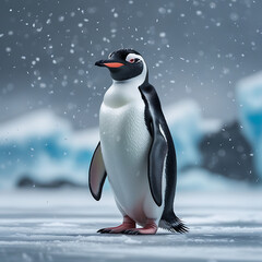 Fototapeta premium cute penguin in Antarctica, created by generative ai