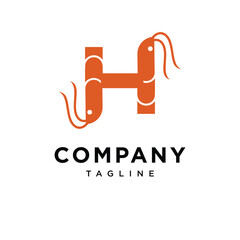 Letter H Shrimp Logo Icon Vector