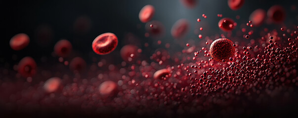 Microscopic red blood cells in motion, showcasing their vibrant structure