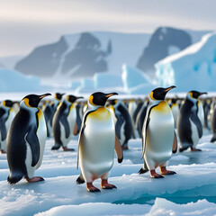 Obraz premium cute penguin in Antarctica, created by generative ai
