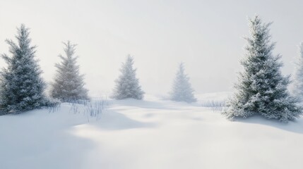 Fototapeta premium Winter Wonderland: Frosty Pines in a Snowy Landscape