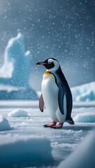 Fototapeta premium cute penguin in Antarctica, created by generative ai