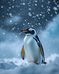 Obraz premium cute penguin in Antarctica, created by generative ai