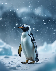 Fototapeta premium cute penguin in Antarctica, created by generative ai