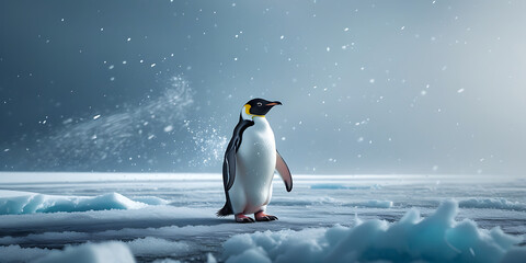 Fototapeta premium cute penguin in Antarctica, created by generative ai