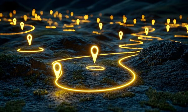 Aerial overview of diverse land plots, clear location markers, organized layout, showcasing potential development opportunities.