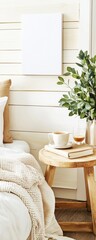 Cozy morning routine modern bedroom decor inspiration warm environment close-up view home lifestyle concept
