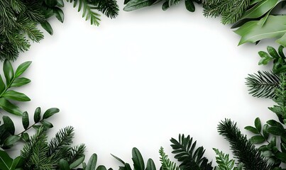 Evergreen branches adorned for spring festivities, vibrant greenery, delicate blossoms, seasonal celebration ambiance, refreshing nature's touch.