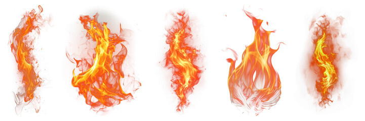 PNG hot fire flames set, transparent background