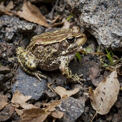Obraz premium Wyoming Toad Demonstrating Remarkable Camouflage in the Wild