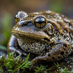 Obraz premium Wyoming Toad Close-Up: Water Droplets Enhancing Its Texture